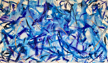 Painting titled "L'éveil du souffle" by Faustine Crambes, Original Artwork, Acrylic Mounted on Wood Stretcher frame