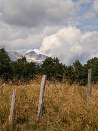 Montagne majestueuse du Triglav derrière les herbes dorées Photography titled "Montagne majestueus…" by Florent Baudy, Original Artwork, Digital Photography