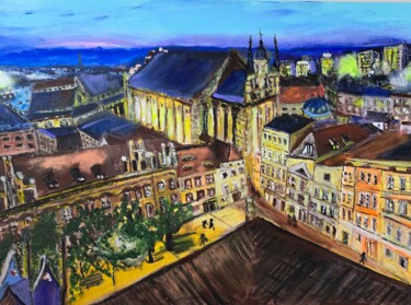 绘画 标题为“Toruń nocą 2” 由Krystyna Mościszko, 原创艺术品, 丙烯