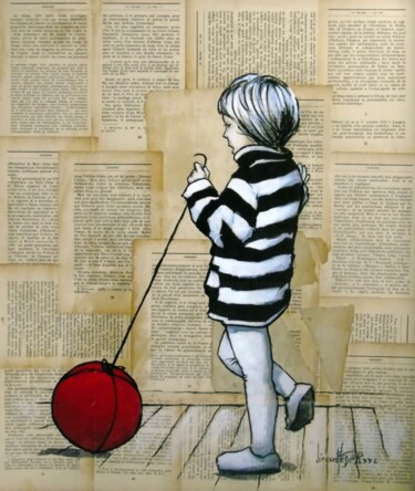 Peinture intitulée "La balle" par Vincent Tessier Xxc, Œuvre d'art originale, Acrylique