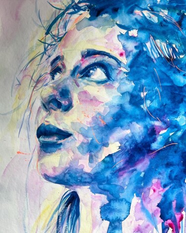绘画 标题为“"Le bleu du ciel"” 由Audrey Ramsbacher, 原创艺术品, 水彩