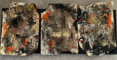 Collages titled "Interdépendance" by Mck, Original Artwork, Collages Mounted on Wood Stretcher frame