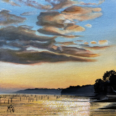 Peinture intitulée "Brume d'un soir" par M'Do, Œuvre d'art originale, Acrylique Monté sur Carton