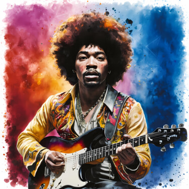 Jimi Hendrix electric Symphony 数字艺术 标题为“Jimi Hendrix electr…” 由Jafeth Moiane, 原创艺术品, AI生成的图像