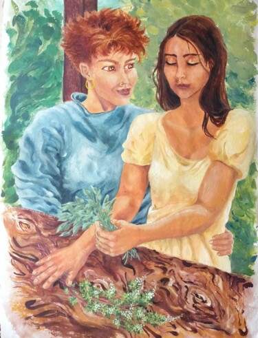 Peinture intitulée "Salvia et arthemisia" par Coline Brocato, Œuvre d'art originale, Acrylique