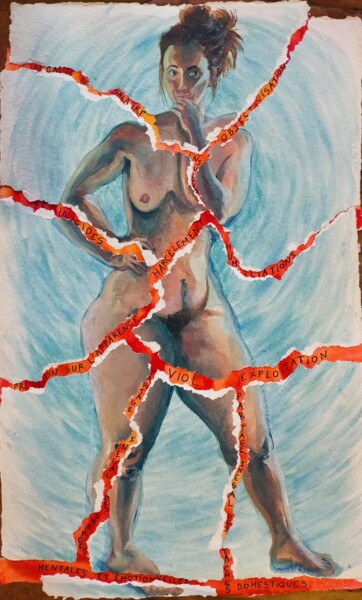 Peinture intitulée "Guerrière de lumière" par Coline Brocato, Œuvre d'art originale, Acrylique