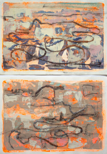 Painting titled "Rust (Diptych)" by Helga Gorshe, Original Artwork, Acrylic