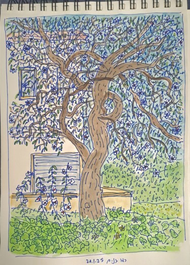 제목이 "Urban almond tree"인 그림 Reuven Dattner로, 원작, 마커