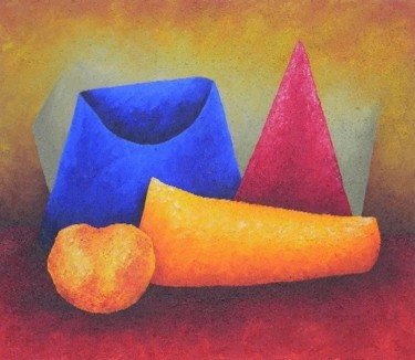 Pintura titulada "luna con frutas I" por Juan Sacristan, Obra de arte original, Oleo
