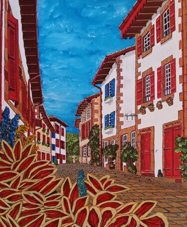 Peinture intitulée "derrière les fleurs…" par Gilbert Devesa, Œuvre d'art originale, Acrylique Monté sur Châssis en bois