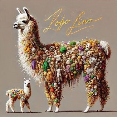 Arte digital titulada "Llama andina 1 con…" por Rogo Lino, Obra de arte original, Imagen generada por IA