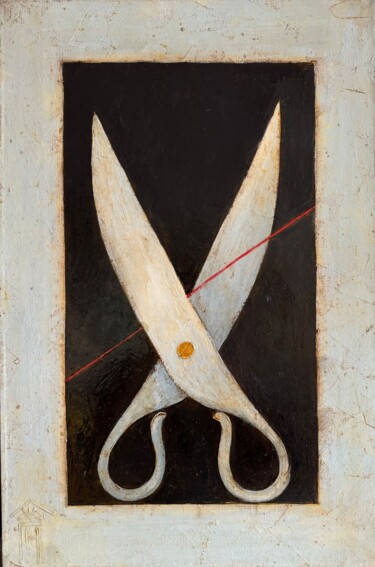 Painting titled "Scissors" by Vyacheslav Gayun, Original Artwork, Oil