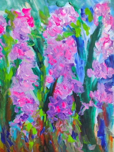 Schilderij getiteld "Summer's Iris symph…" door Natalya Mougenot, Origineel Kunstwerk, Acryl