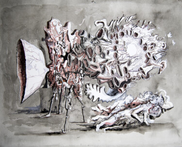 Drawing titled "L.E.M." by Bruno Sentier (Assemblages), Original Artwork, Ink