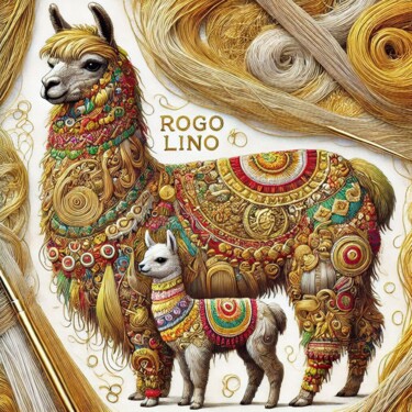 Arte digital titulada "Llama andina 2 con…" por Rogo Lino, Obra de arte original, Imagen generada por IA Montado en artwork_…