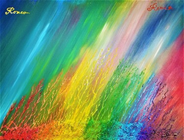 Painting titled "Love's energy," by Romeo Dobrota, Original Artwork, Acrylic Mounted on Wood Stretcher frame