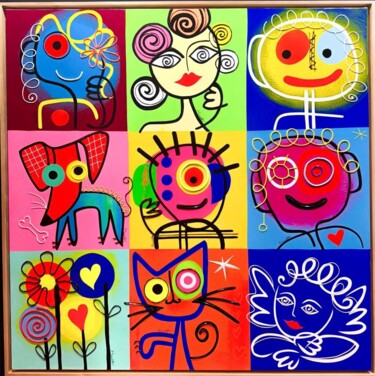Peinture intitulée "9=1" par Muriel Matt, Œuvre d'art originale, Acrylique Monté sur Châssis en bois