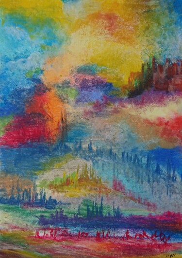 Dessin intitulée "Pays primaire" par Jean-Louis Maurer, Œuvre d'art originale, Pastel