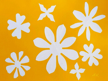 White Silhouette on Bold Yellow Minimalist Art Matisse Style