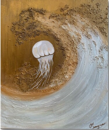 Painting titled "Золотая элегантность" by Olga Shangina, Original Artwork, Acrylic Mounted on Wood Stretcher frame