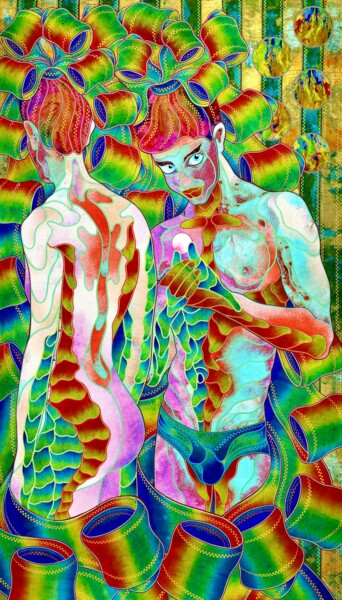纺织艺术 标题为“Pearls” 由Kostyantin Malginov, 原创艺术品, 布 安装在木板上