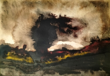 Peinture intitulée "Burning lands" par Joany Régibier, Œuvre d'art originale, Aquarelle