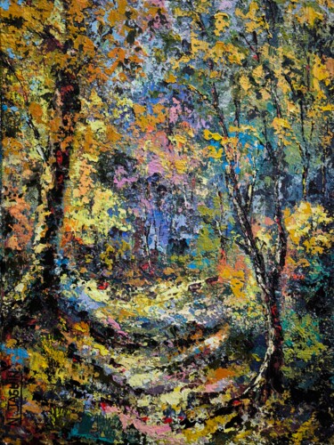 Painting titled "Elfenn" by Nathalie Jaguin, Original Artwork, Acrylic Mounted on Wood Panel