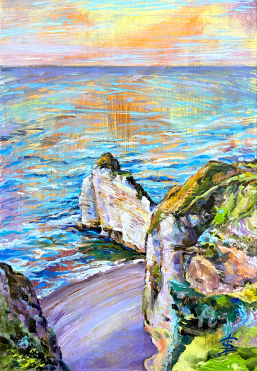 Painting titled "White chalk cliffs…" by Nikita Ostapenco, Original Artwork, Oil