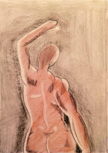 Schilderij getiteld "Akt Konturen" door Paul Riedel, Origineel Kunstwerk, Houtskool