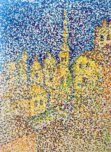 Pittura intitolato "La ville Lumière" da Gabassi Elise, Opera d'arte originale, Acrilico Montato su Altro pannello rigido