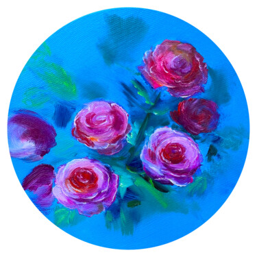 Peinture intitulée "Roses" par Natalia Romanova, Œuvre d'art originale, Huile Monté sur Châssis en bois