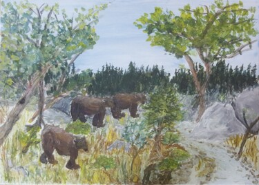 Pittura intitolato "Bears" da Dimitrios Brakatsoulas, Opera d'arte originale, Tempera
