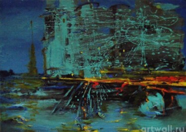 Картина под названием "Ночная магистраль" - Tatyana Zakharova, Подлинное произведение искусства, Масло