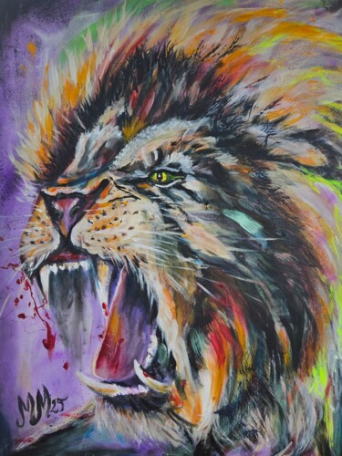Pintura intitulada "Lion King" por Martina Marten, Obras de arte originais, Acrílico