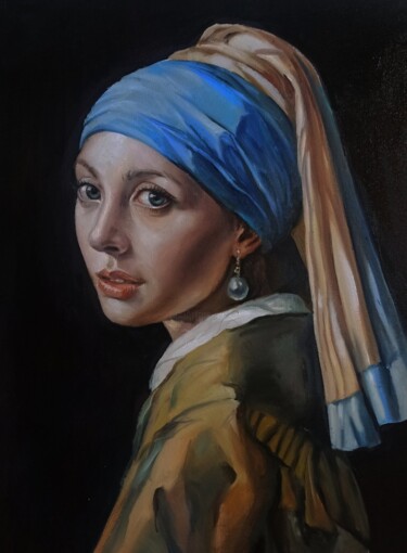 Painting titled "Vermeer" by Eugenie Chervonna (Allet), Original Artwork, Oil