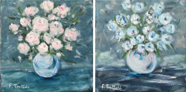Painting titled "Éclats floraux en d…" by Florence Trottoli, Original Artwork, Acrylic