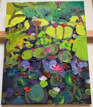 "Water lilies 12" başlıklı Tablo Victoria Harra tarafından, Orijinal sanat, Petrol