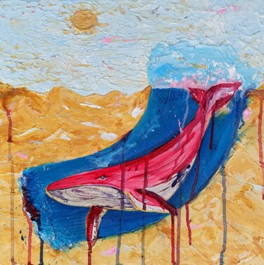 Red Whale in the Desert – Surreal Conceptual Painting