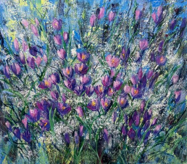 Painting titled "Spring flowers" by Elena Ershkova, Original Artwork, Acrylic