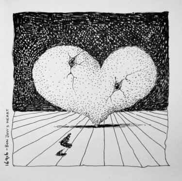 Drawing titled "Bon Jovi's heart" by Milto Sideris, Original Artwork, Gel pen