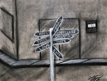 "Life's intersection" başlıklı Resim Alicia Lopez tarafından, Orijinal sanat, Pastel
