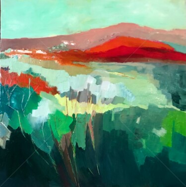 绘画 标题为“Paysage abstrait” 由Eliane Boivin, 原创艺术品, 油 安装在木质担架架上