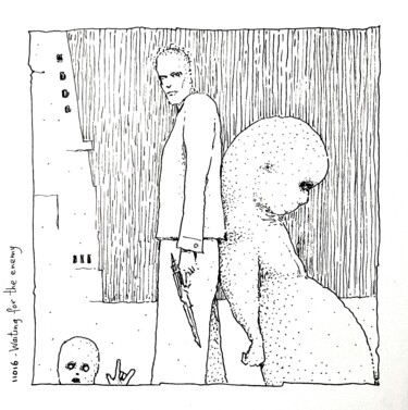 Tekening getiteld "Waiting for the ene…" door Milto Sideris, Origineel Kunstwerk, Gelpen