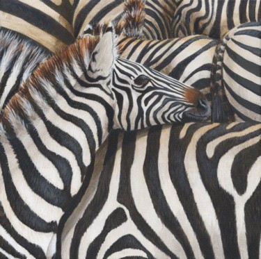 Painting titled "Serengeti Babies: Z…" by Victoria Armstrong, Original Artwork, Oil