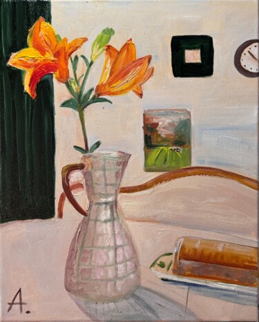 Lily is shining bright Painting titled "Lily is shining bri…" by Anna Arkhypenko, Original Artwork, Oil