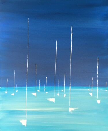 Peinture intitulée "voiliers au mouilla…" par Valerie   Jouve, Œuvre d'art originale, Acrylique