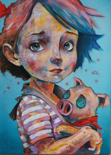 Peinture intitulée "Peppa" par Pascal Fairier, Œuvre d'art originale, Acrylique Monté sur Châssis en bois