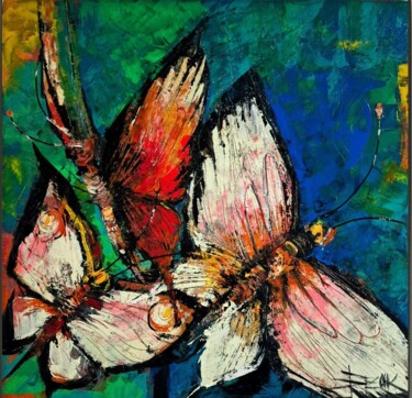 绘画 标题为“BUTTERFLY IV” 由Sonja Brzak, 原创艺术品, 油 安装在木质担架架上