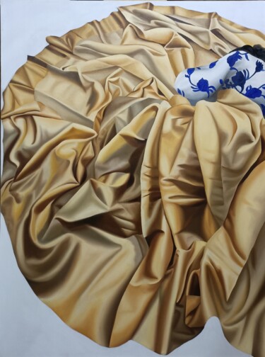 Painting titled "shifting layers of…" by Kalsoom Iftikhar Bhatti, Original Artwork, Oil Mounted on Wood Stretcher frame