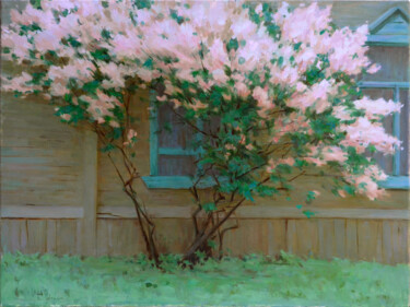 Malerei mit dem Titel "windows to the gard…" von Evgenii Utkin, Original-Kunstwerk, Öl Auf Keilrahmen aus Holz montiert